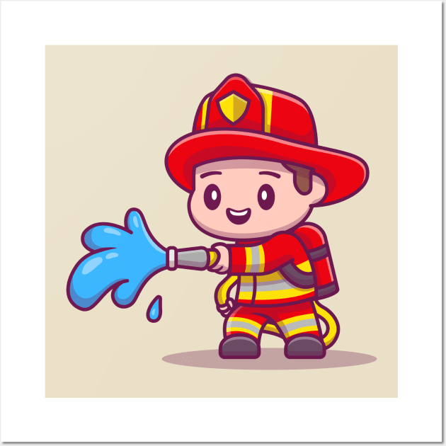 Cute Firefighter Wall Art by Catalyst Labs